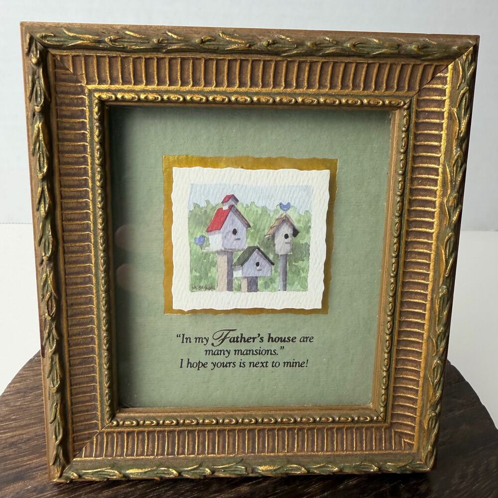 Small Religious M Bayliss Birdhouse Quote Frame “In My Father’s House” 5x5.5 Art